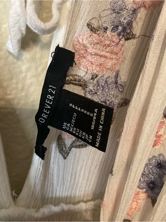 Forever 21 Boho Cottage Core Festival Floral Beachwear Smocked Waist Size Small - Picture 6 of 15